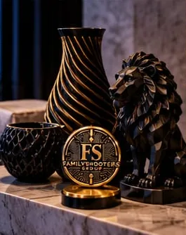 Medallón FS de sobremesa · Fabricado por FS3D en nuestro taller.